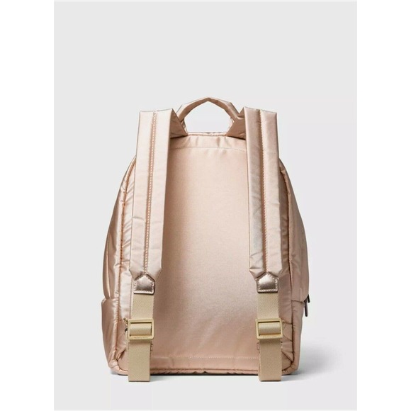 Michael Kors Rae Medium Quilted Metallic Nylon Backpack Rose Gold $368 Nwt - Picture 4 of 5